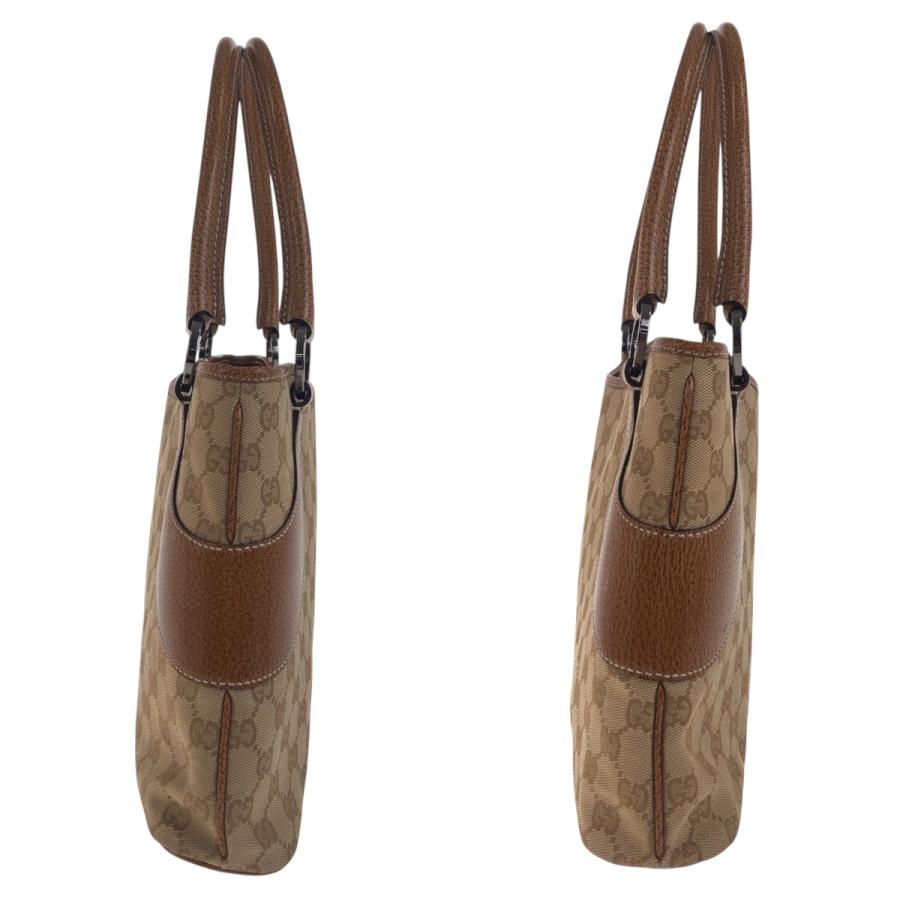 美品 グッチ ワンショルダーバッグ GG柄 肩掛けトート ベージュ シルバー金具 GUCCI（グッチ） 美品 ベージュ ブラウン シルバー金具 GGキャンバス