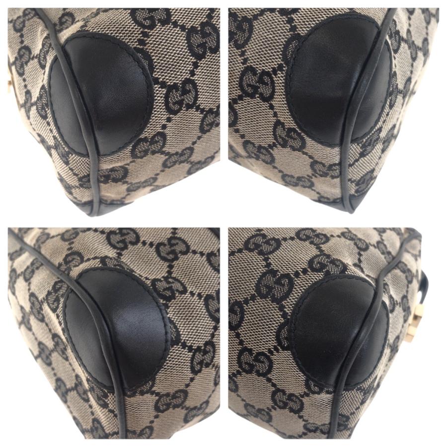 GUCCI グッチ ブラック 黒 グレー ゴールド金具 GGキャンバス