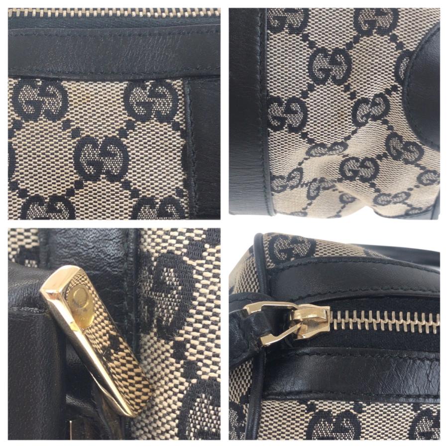 良品✨グッチ ミニボストン ブラック GGキャンバス レザー 000 0851 GUCCI（グッチ） GGキャンバス ハンドバッグ ミニボストンバッグ 000