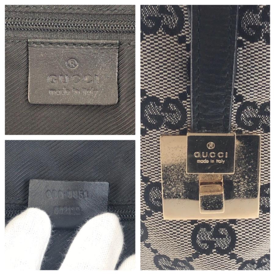GUCCI グッチ ブラック 黒 グレー ゴールド金具 GGキャンバス