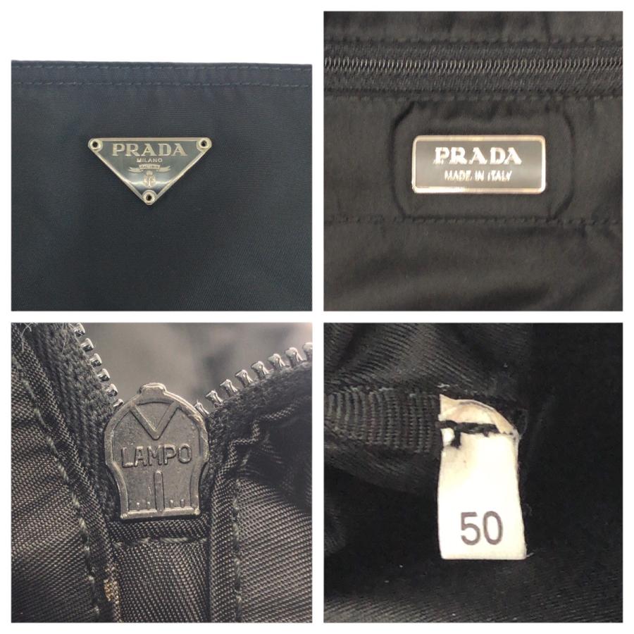PRADA 美品 プラダ テスート 三角ロゴプレート ブラック ナイロン  