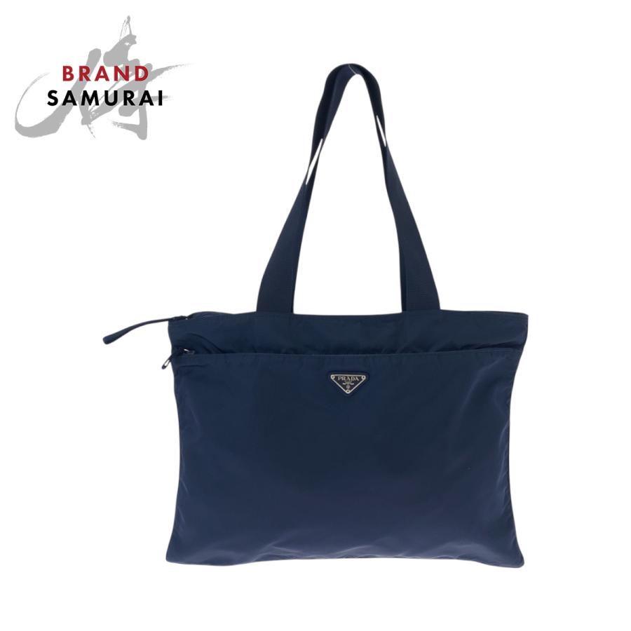 美品 PRADA 三角ロゴ メタル テスートナイロン ハンドバッグ ネイビー PRADA 美品 プラダ テスート 三角ロゴプレート ネイビー