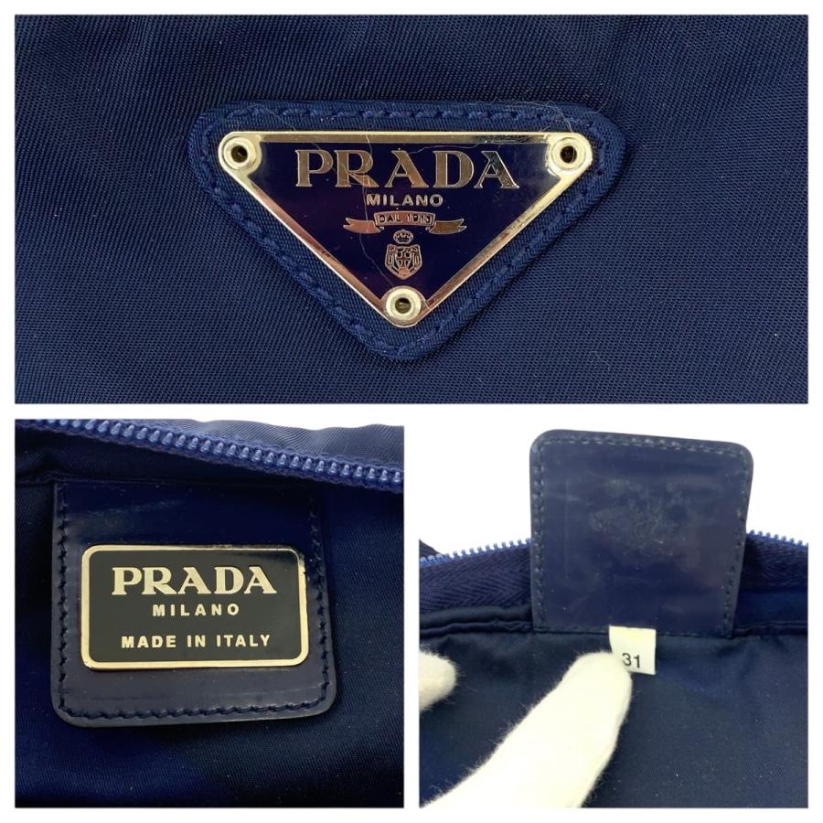 PRADA（プラダ） 美品 テスート 三角ロゴプレート ネイビー シルバー