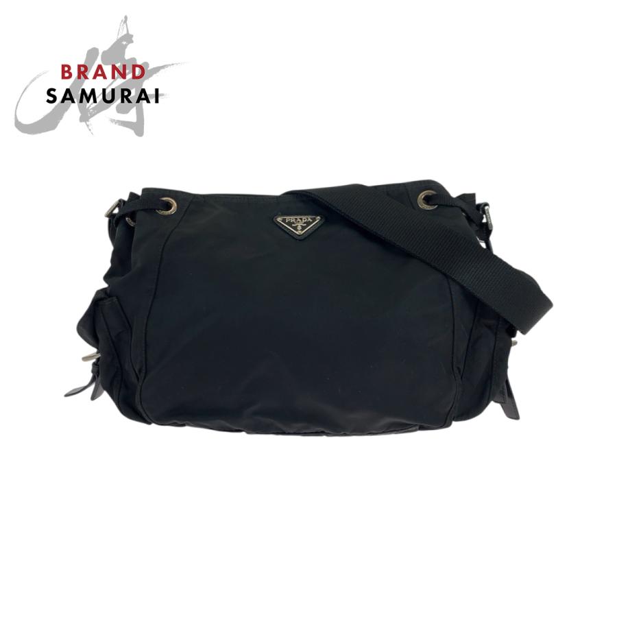 【極上美品✨】プラダ ショルダーバッグ 三角 テスートナイロン レザー ブラック 美品✨】プラダ ショルダーバッグ テスートナイロン×レザー 三角