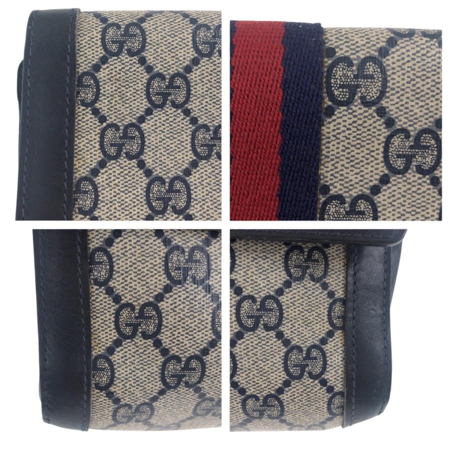 オールドグッチ クラッチバッグ GG スプリーム シェリーライン ネイビー GUCCI（グッチ） ヴィンテージ オールドグッチ シェリーライン