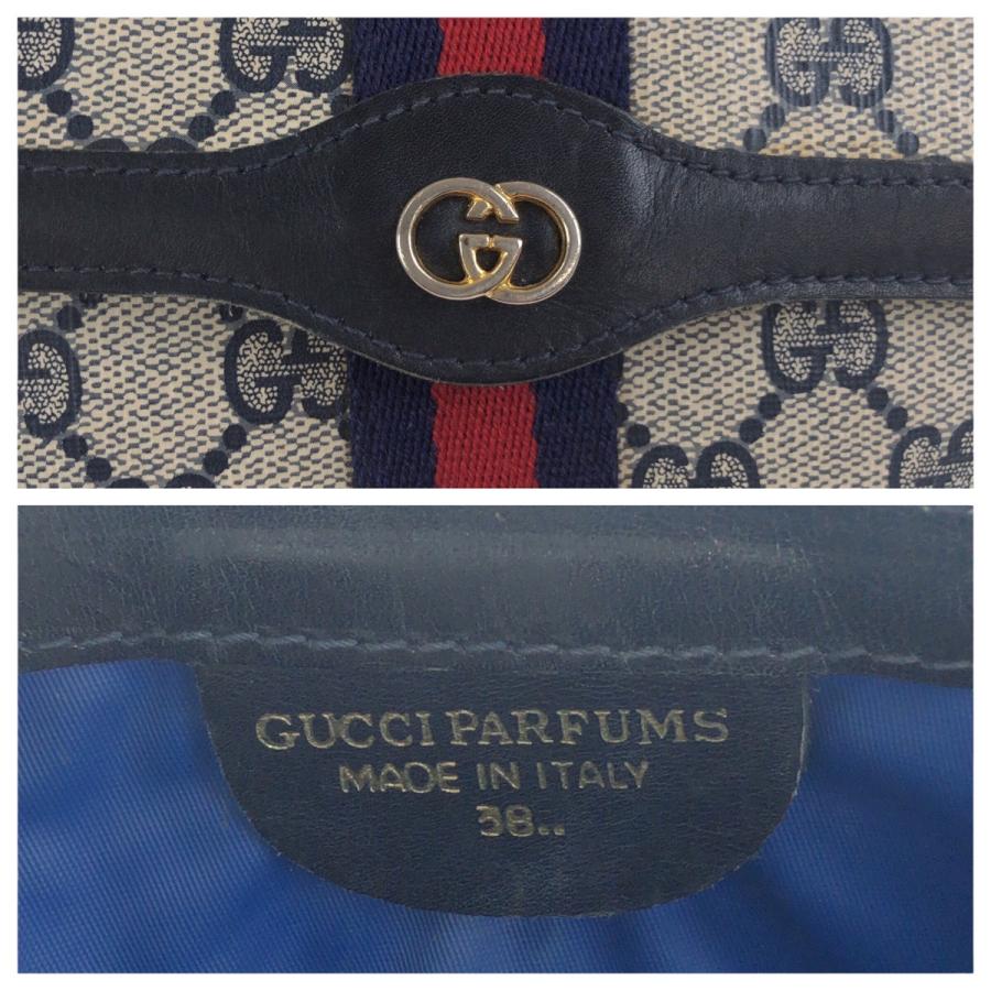 オールドグッチ クラッチバッグ GG スプリーム シェリーライン ネイビー GUCCI（グッチ） ヴィンテージ オールドグッチ シェリーライン
