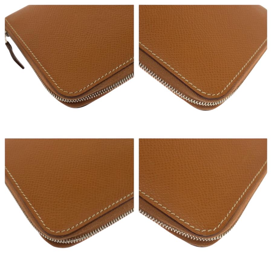 美品 HERMES エルメス アザップロング シルクイン ゴールド ブラウン シルバー金具 ヴォーエプソン 長財布 X刻印 504144 | HERMES | 03
