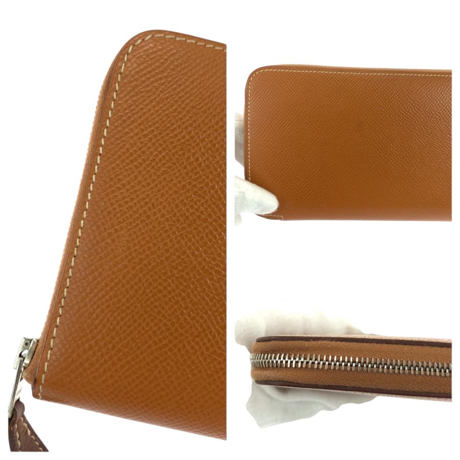 美品 HERMES エルメス アザップロング シルクイン ゴールド ブラウン シルバー金具 ヴォーエプソン 長財布 X刻印 504144 | HERMES | 06