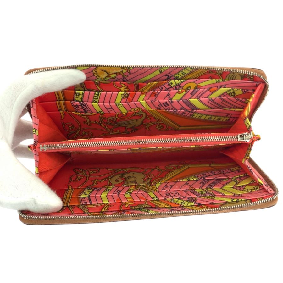 美品 HERMES エルメス アザップロング シルクイン ゴールド ブラウン シルバー金具 ヴォーエプソン 長財布 X刻印 504144 | HERMES | 09