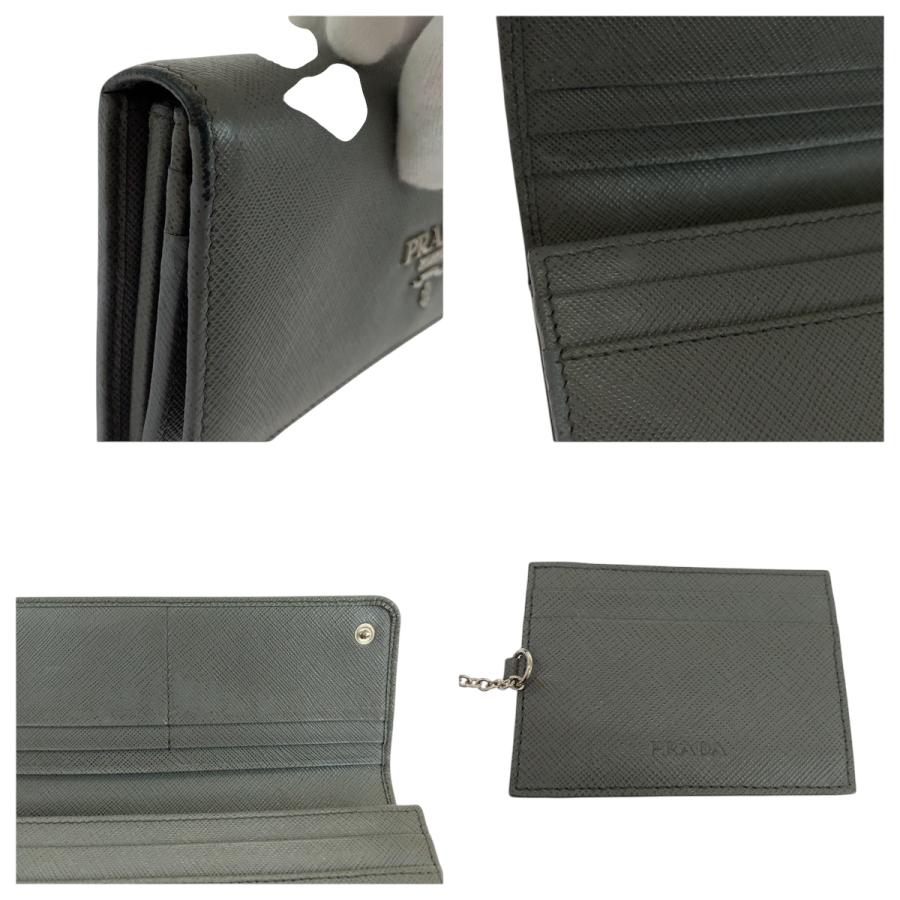 極美品✨️プラダ シルバー金具 ロゴ刻印 マネークリップ サフィアーノレザー PRADA プラダ 財布 ロゴ サフィアーノレザー ジップアラウンド長