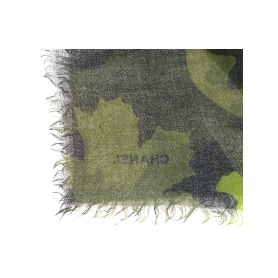 極美品 シャネル ストール スカーフ 大判 カーキ ココマーク