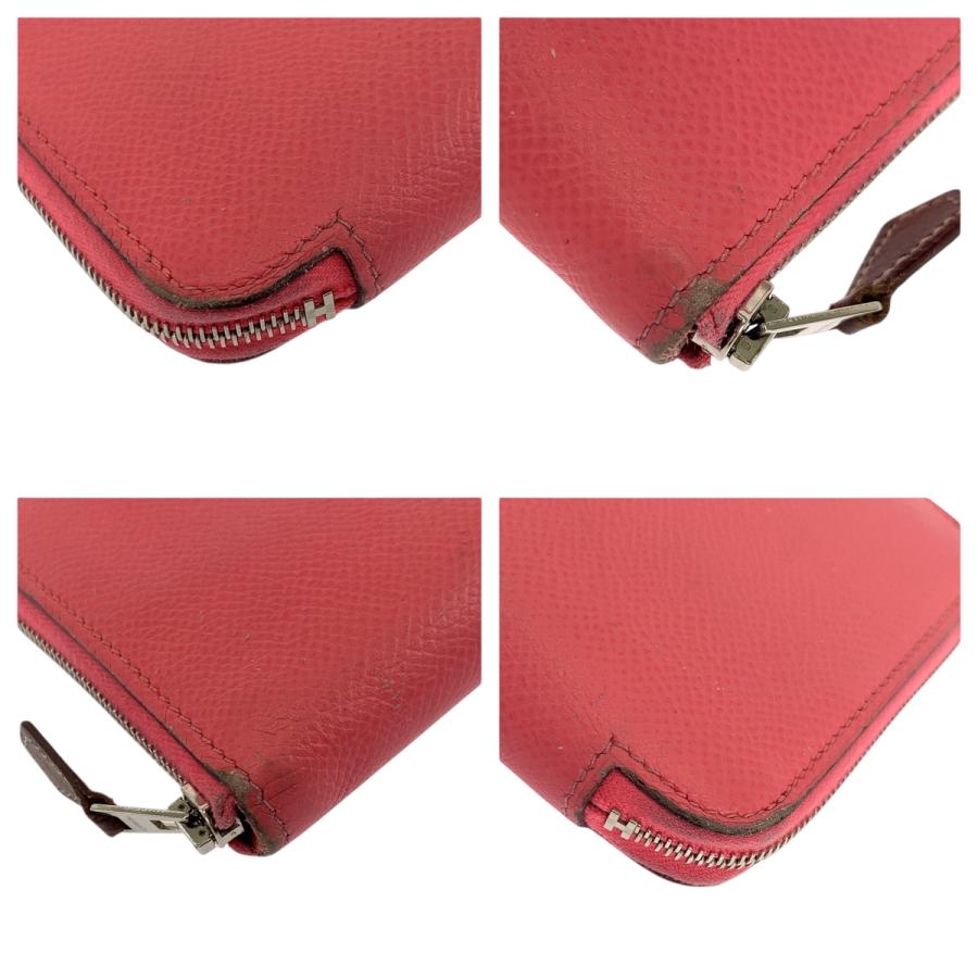 HERMES エルメス アザップロング シルクイン ピンク ブラウン シルバー金具 ヴォーエプソン 長財布 ラウンドファスナー X刻印 504188 | HERMES | 02