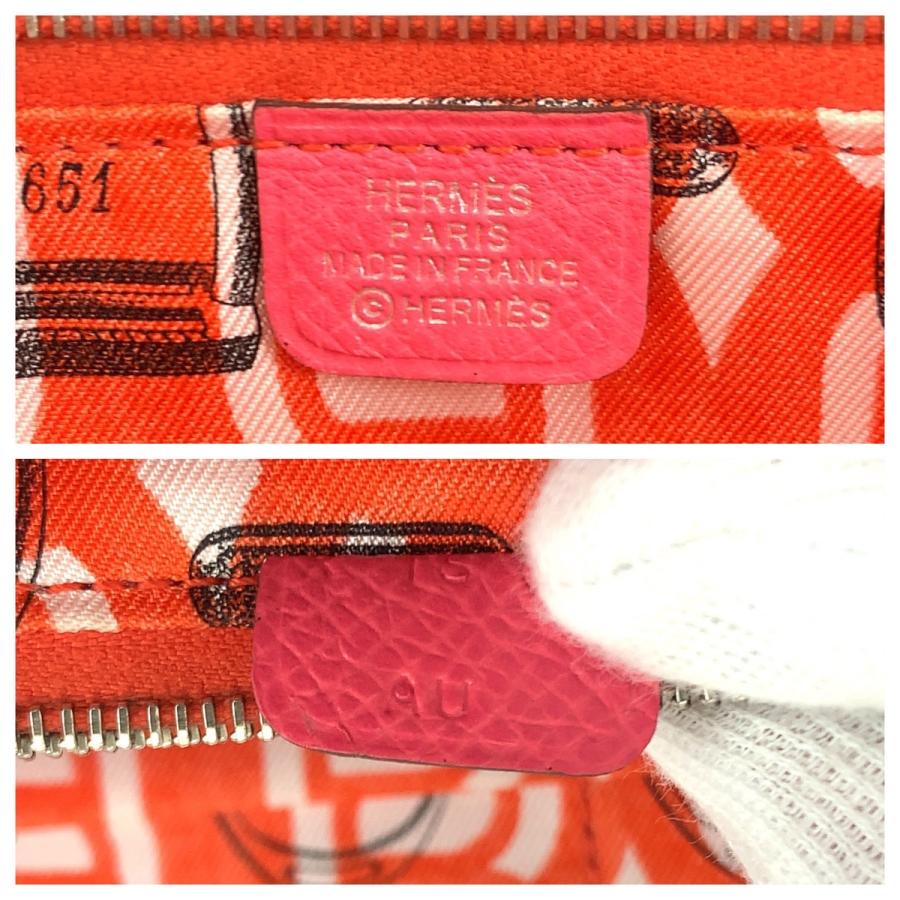 HERMES エルメス アザップロング シルクイン ピンク ブラウン シルバー金具 ヴォーエプソン 長財布 ラウンドファスナー X刻印 レディース 504188 【中古】 HERMES（エルメス） アザップロング シルクイン ピンク ブラウン