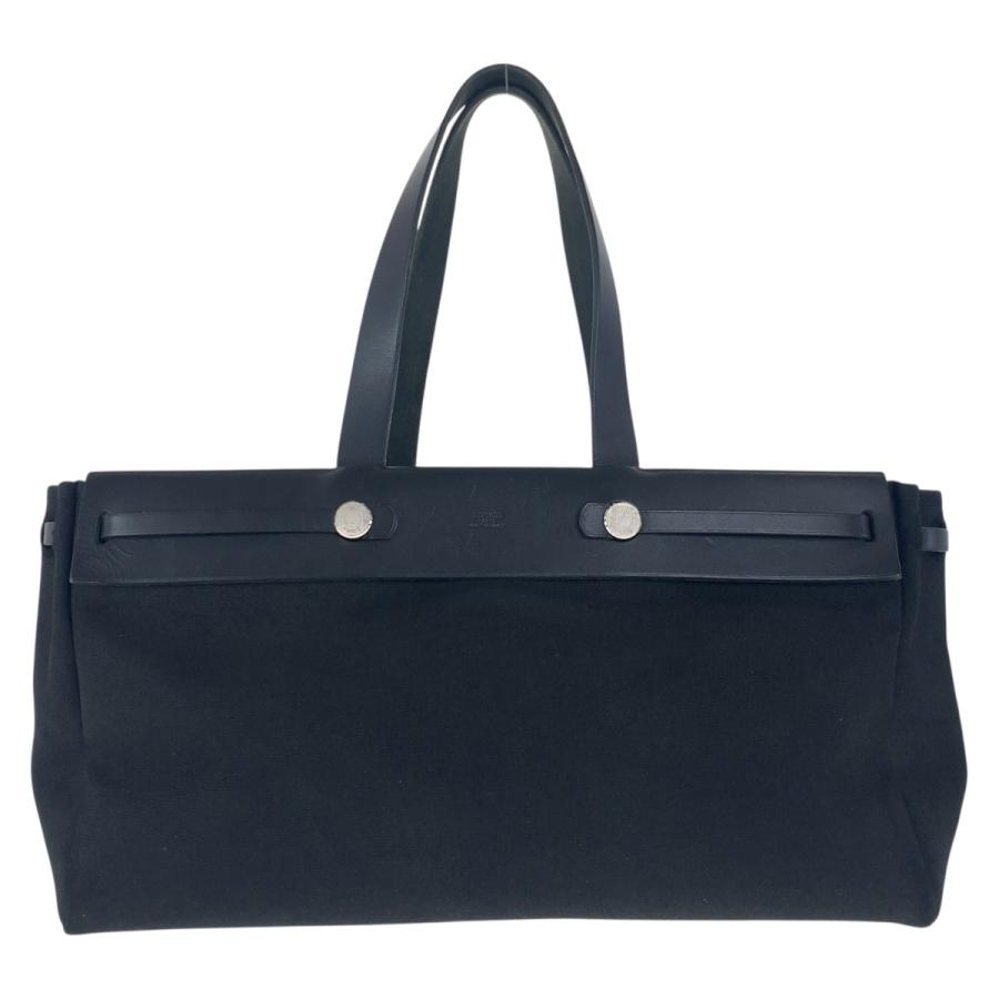 美品 HERMES エルメス エールバッグ カバスGM 替えバッグ付き ブラック シルバー金具 キャンバス/レザー  トートバッグ ??F刻印 504218 | HERMES | 08