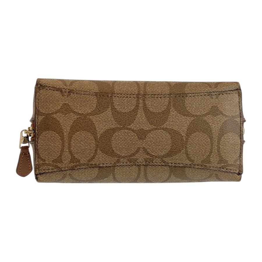 美品 COACH コーチ シグネチャー ベージュ キャメル ゴールド金具 PVC F53385 ポーチ 化粧ポーチ レディース 504229 | COACH | 08