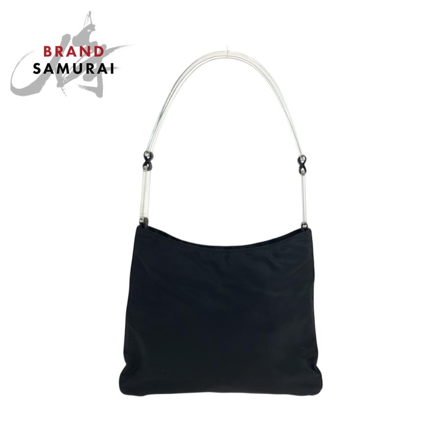 【良品】PRADA プラダ　テスートナイロン　ショルダーバッグ　三角プレート　黒 PRADA（プラダ） 美品 テスート 三角ロゴプレート ブラック 黒