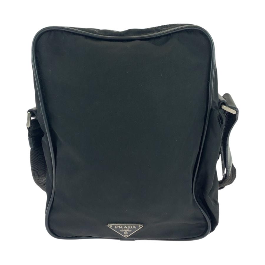 PRADA 美品 プラダ テスート 三角ロゴプレート ブラック 黒 シルバー