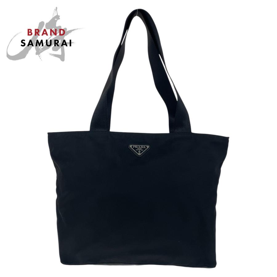 美品】プラダ トートバッグ 三角プレート ロゴショルダーテスートレザー