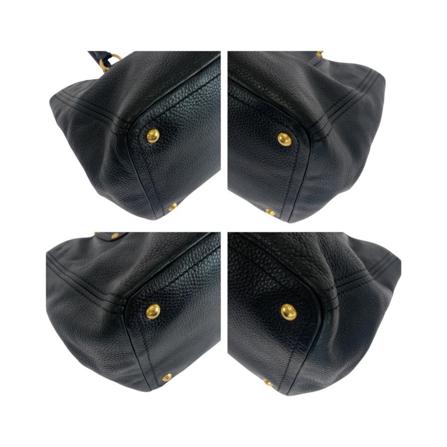 美品 PRADA プラダ ヴィッテロダイノ ブラック 黒 ゴールド金具 レザー 208 トートバッグ ショルダーバッグ レディース 504386 | PRADA | 02