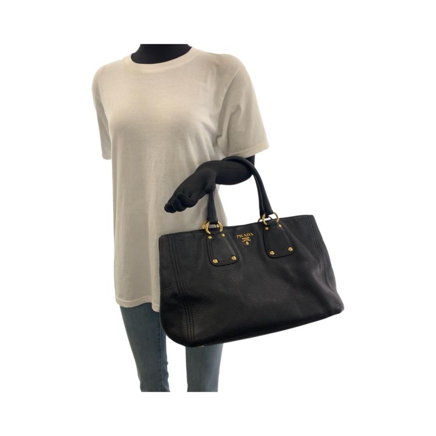 美品 PRADA プラダ ヴィッテロダイノ ブラック 黒 ゴールド金具 レザー 208 トートバッグ ショルダーバッグ レディース 504386 | PRADA | 06