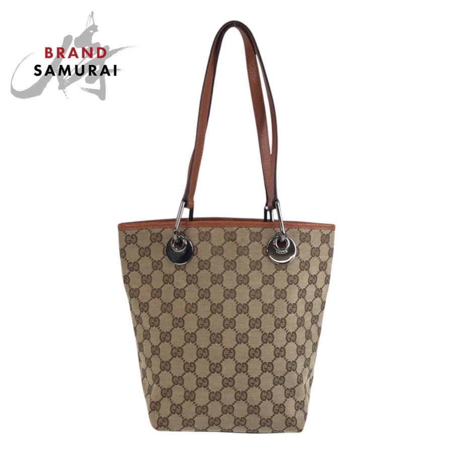 美品 ベージュ ブラウン シルバー金具 GGキャンバス/レザー
