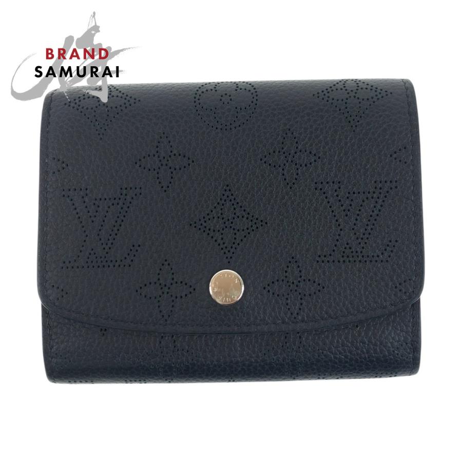 LOUIS VUITTON / ポルト・フォイユ・イリスコンパクト_マヒナ_BLK_ノワール/レザー/BLK/レディース LOUIS VUITTON 美品 ルイヴィトン モノグラム マヒナ ポルトフォイユ
