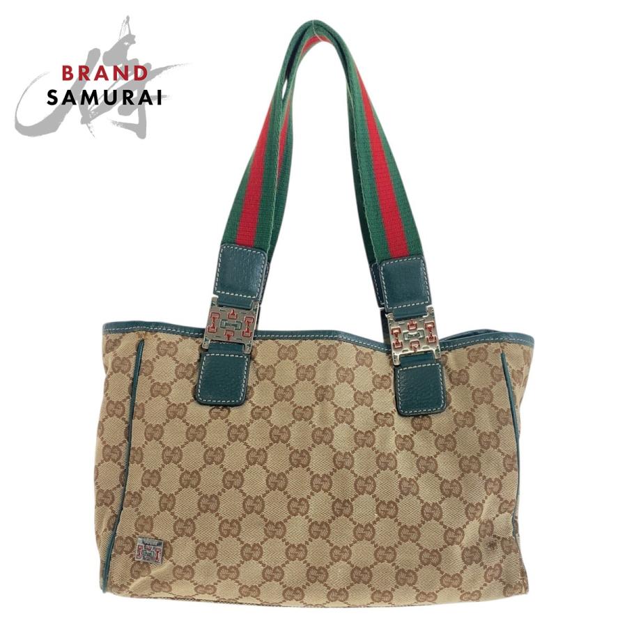 GUCCI（グッチ） シェリーライン ベージュ グリーン シルバー金具 GG