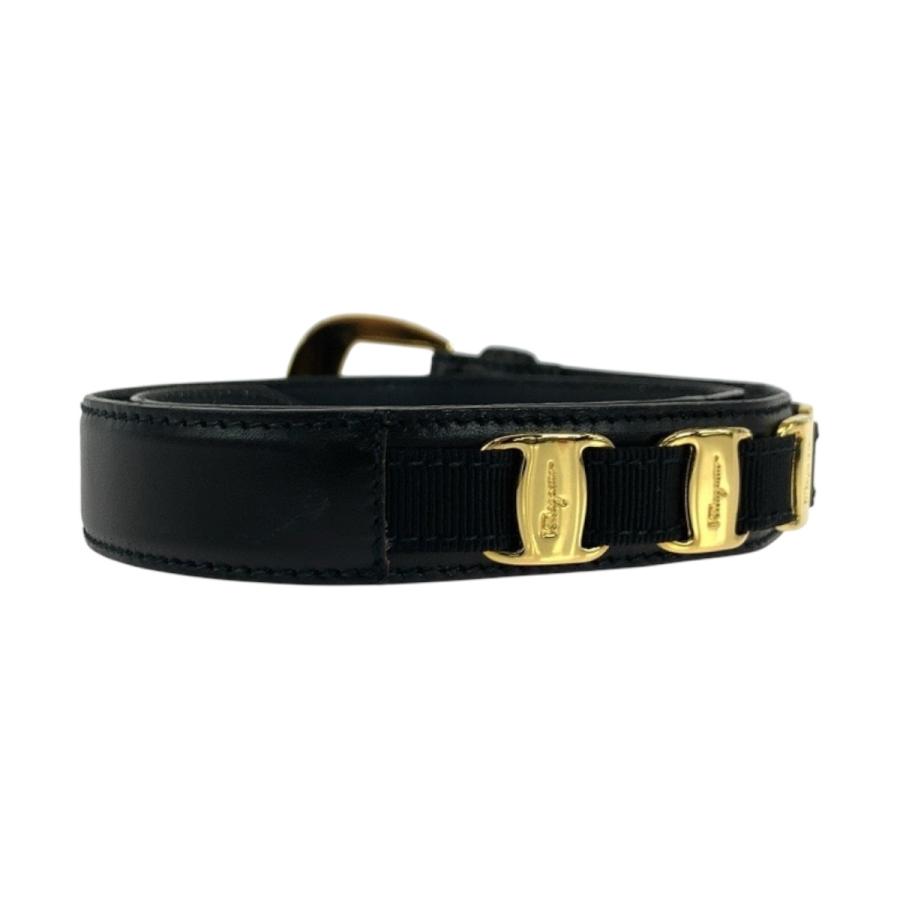サルヴァトーレフェラガモ Ferragamo ベルト 本革 ブラック ゴールド