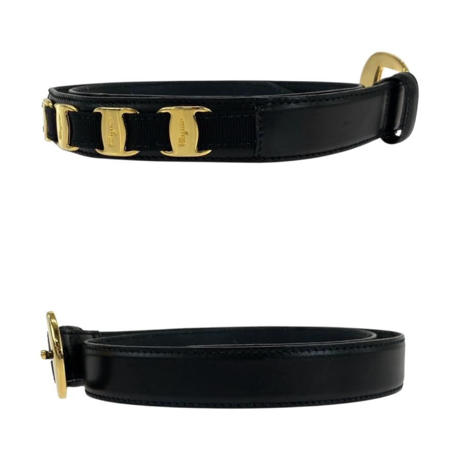 サルヴァトーレフェラガモ Ferragamo ベルト 本革 ブラック ゴールド