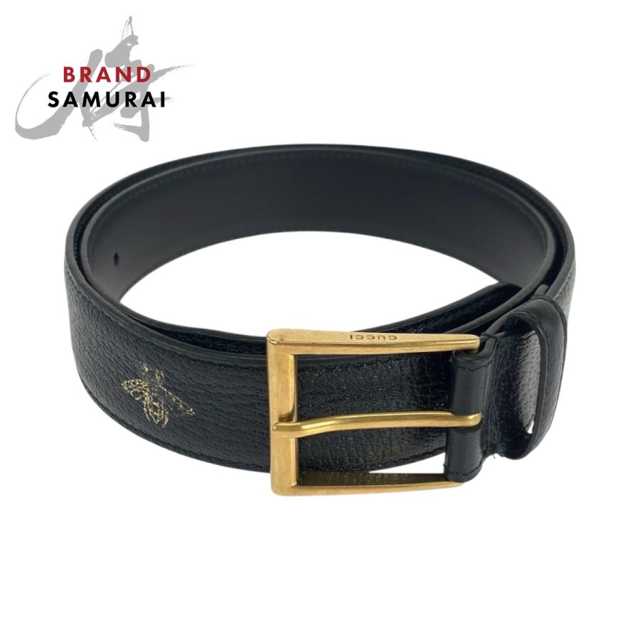 GUCCI グッチ ビー スター 86/34 ブラック 黒 ゴールド金具 レザー  