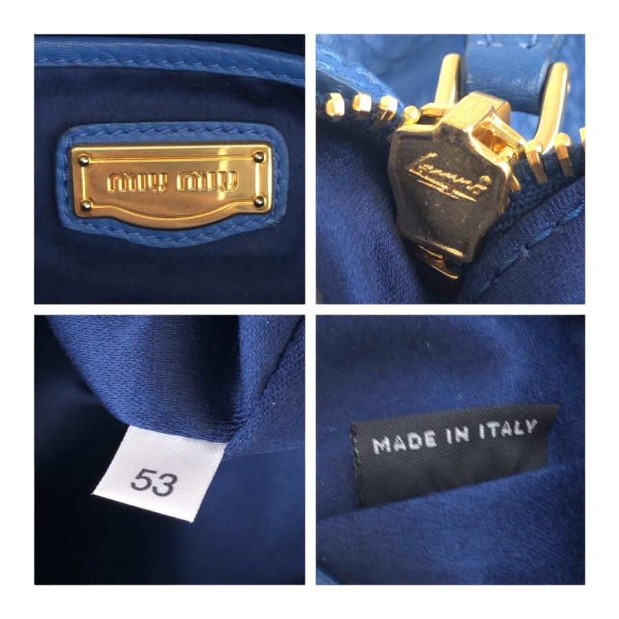 美品 MIUMIU ミュウミュウ ヴィッテロカリブ ブルー ゴールド金具 レザー トートバッグ ショルダーバッグ 2WAY レディース 504441 | miu miu | 04