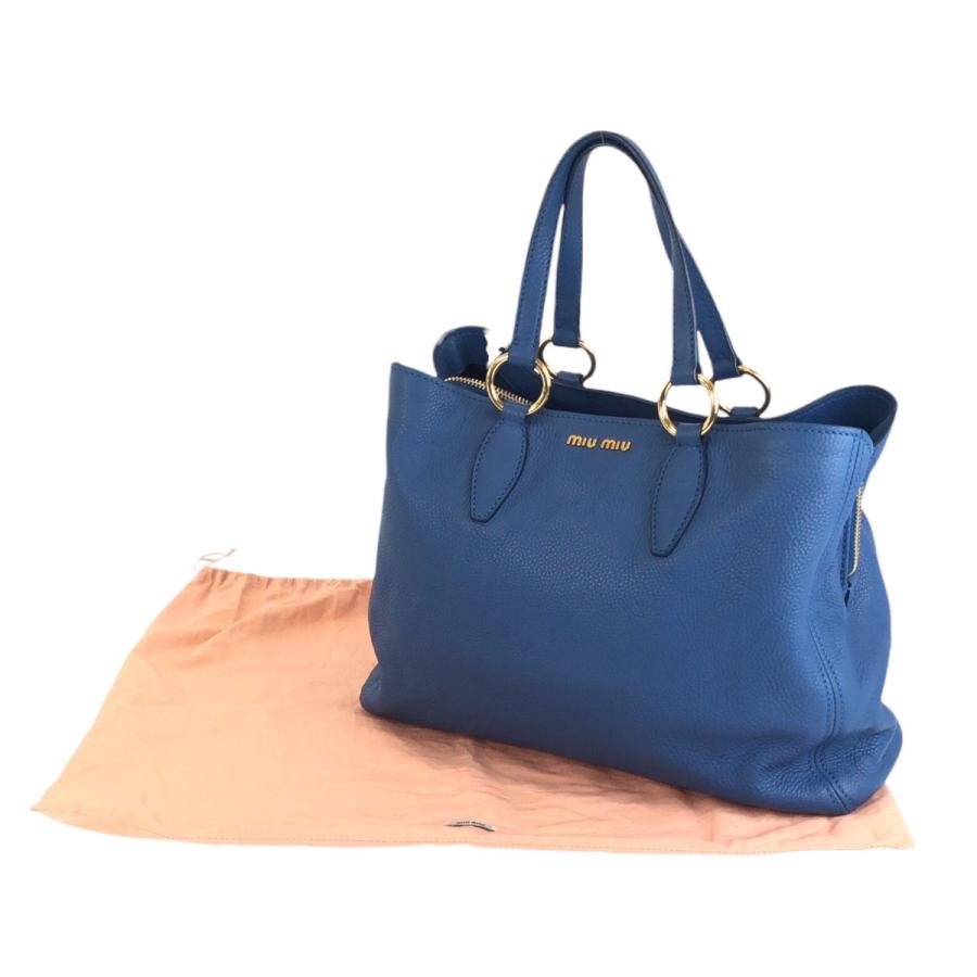 美品 MIUMIU ミュウミュウ ヴィッテロカリブ ブルー ゴールド金具 レザー トートバッグ ショルダーバッグ 2WAY レディース 504441 | miu miu | 09