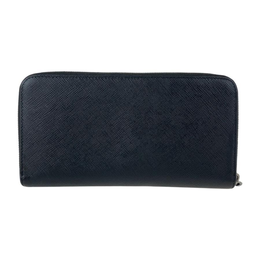 PRADA 美品 プラダ サフィアーノ ロゴ ブラック 黒 シルバー金具  