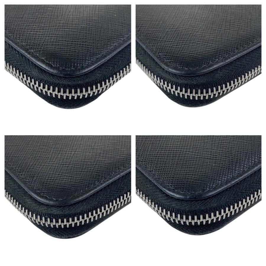 PRADA 美品 プラダ サフィアーノ ロゴ ブラック 黒 シルバー金具  