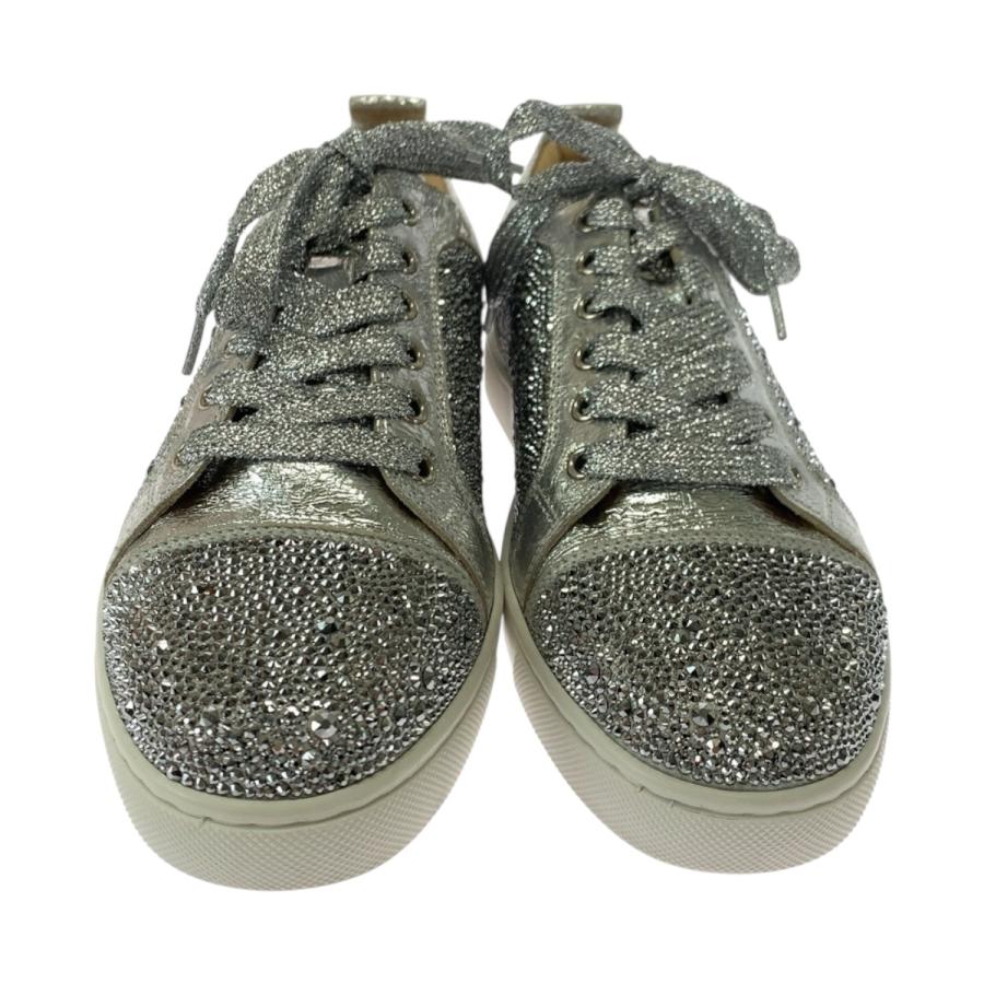 美品 Christian Louboutin クリスチャンルブタン ルイスジュニア スワロフスキー サイズ38 シルバー 3180154 スニーカー 504488
