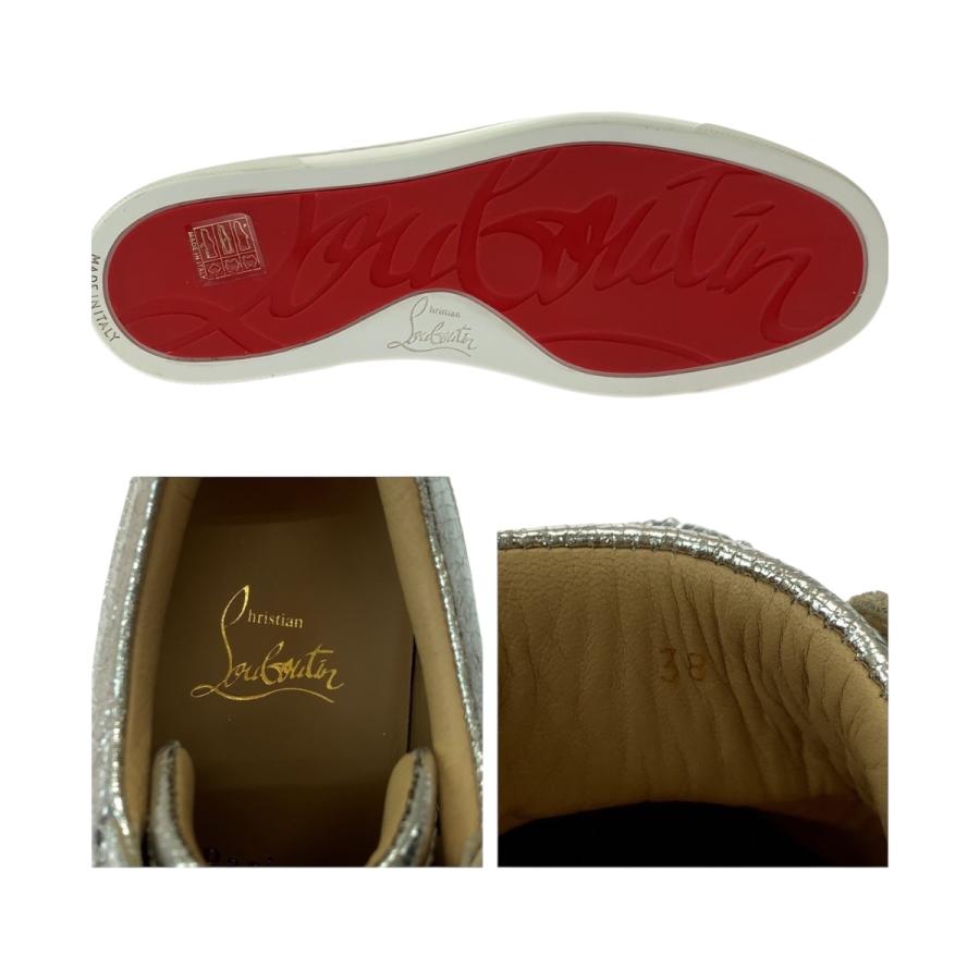 美品 Christian Louboutin クリスチャンルブタン ルイスジュニア スワロフスキー サイズ38 シルバー 3180154 スニーカー 504488