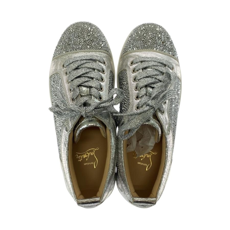 美品 Christian Louboutin クリスチャンルブタン ルイスジュニア スワロフスキー サイズ38 シルバー 3180154 スニーカー 504488
