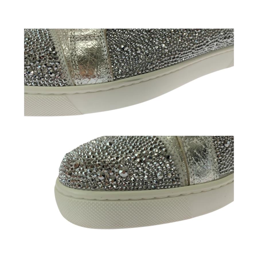 美品 Christian Louboutin クリスチャンルブタン ルイスジュニア スワロフスキー サイズ38 シルバー 3180154 スニーカー 504488