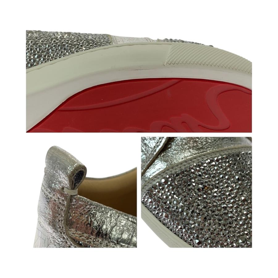 美品 Christian Louboutin クリスチャンルブタン ルイスジュニア スワロフスキー サイズ38 シルバー 3180154 スニーカー 504488
