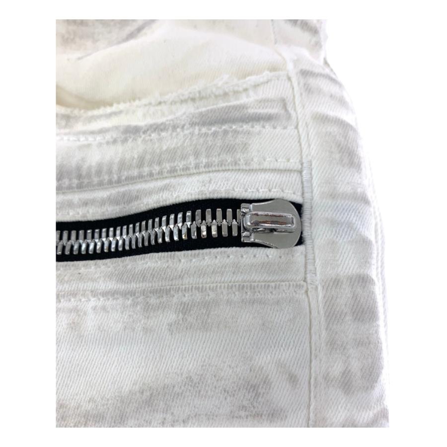 BALMAN バイカーパンツ 白 ラメ ビックサイズ BALMAIN（バルマン） 美品 サイズ33 ホワイト シルバー金具 コットン