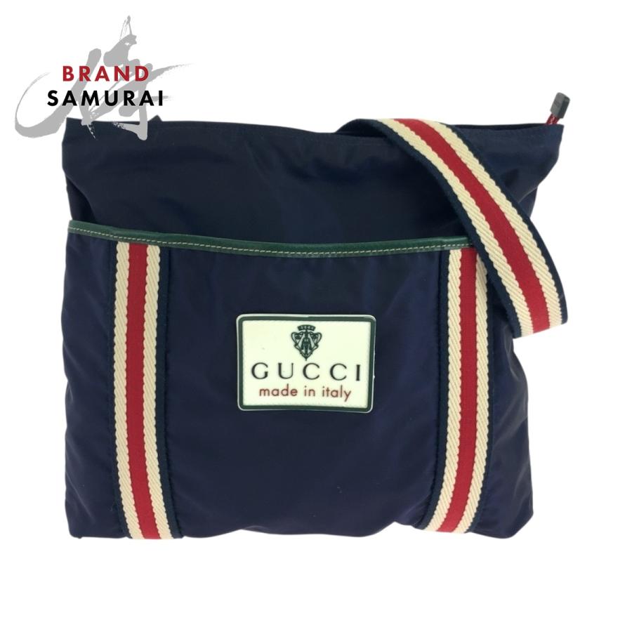 GUCCI（グッチ） 美品 クレスト ネイビー レッド ブラック金具 