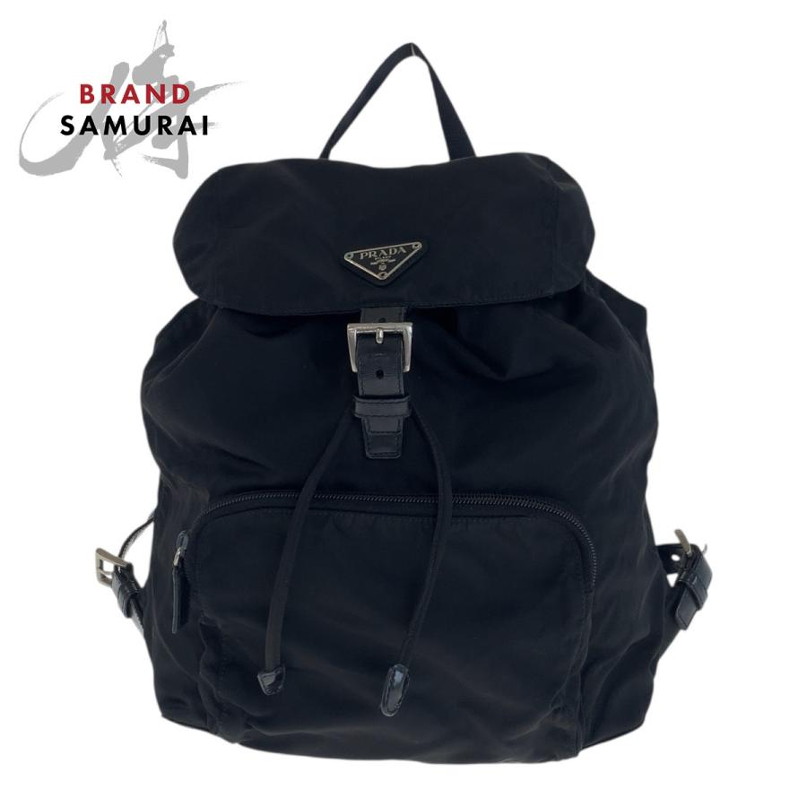 PRADA プラダ テスート 三角ロゴプレート ブラック 黒 シルバー