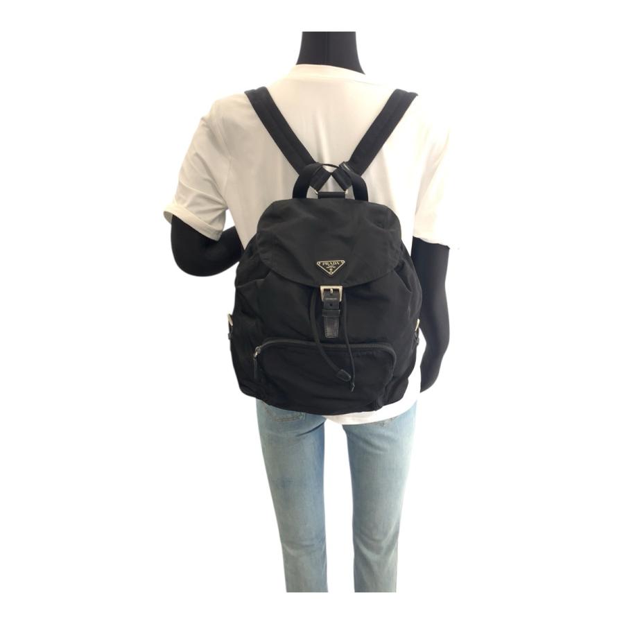 PRADA プラダ ステート ナイロン 巾着 リュック バッグ 三角ロゴプレート PRADA プラダ テスート 三角ロゴプレート ブラック 黒 シルバー
