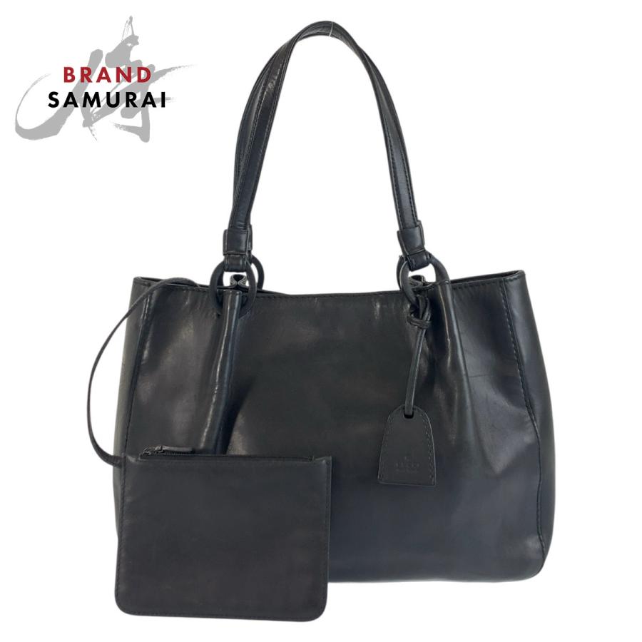 GUCCI ブラックレザートートバッグ GUCCI（グッチ） ブラック 黒 レザー 101919 トートバッグ ショルダー