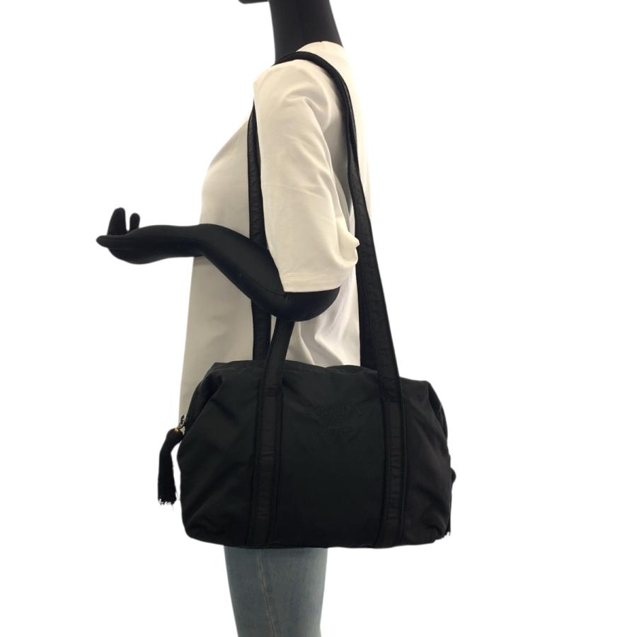 PRADA プラダ テスート ロゴ ブラック 黒 シルバー金具 ナイロン  