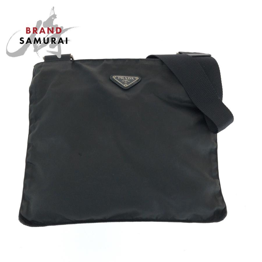 PRADA（プラダ） テスート 三角ロゴプレート ブラック 黒 シルバー金具