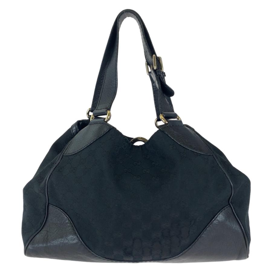 GUCCI（グッチ） 美品 ブラック シルバー金具 GGキャンバス/レザー