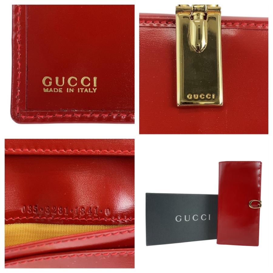 GUCCI 美品 グッチ レッド ゴールド金具 レザー 035 3231 1840 0 長  