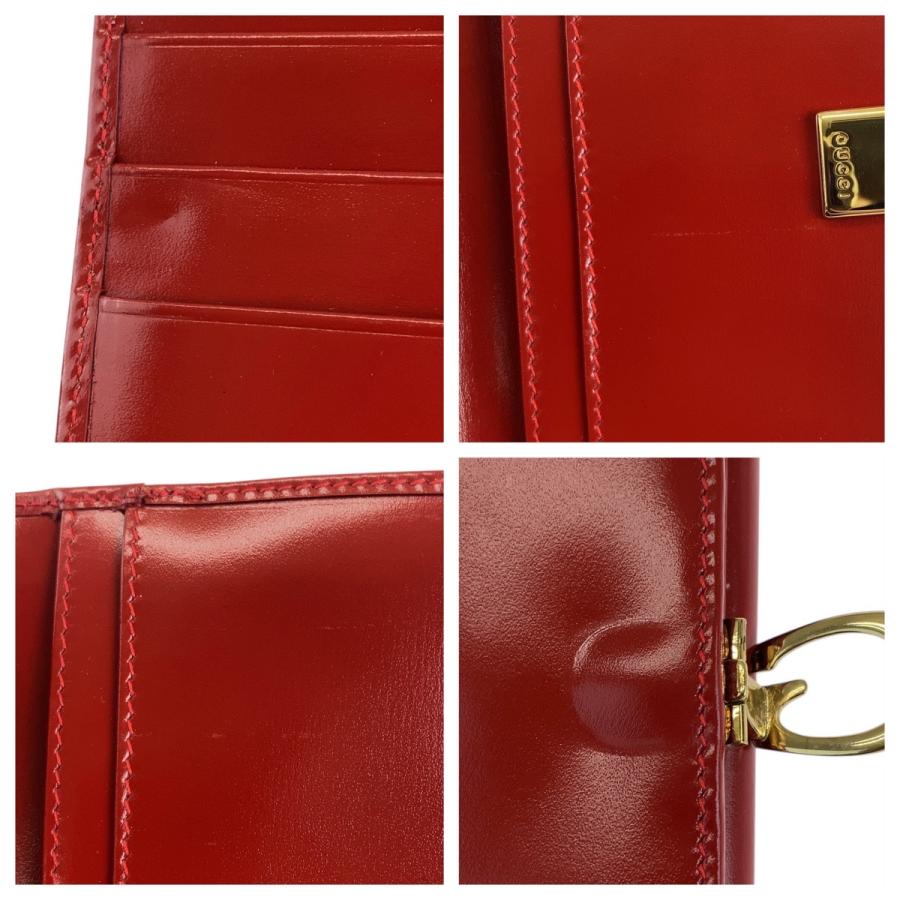 GUCCI 美品 グッチ レッド ゴールド金具 レザー 035 3231 1840 0 長  