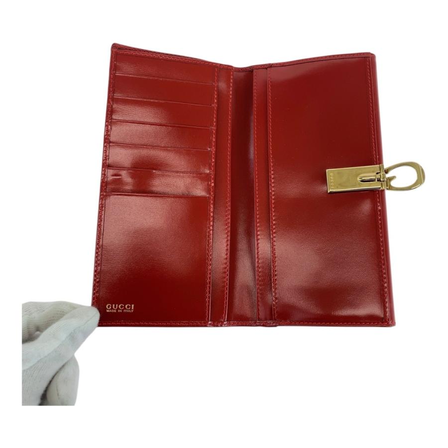GUCCI 美品 グッチ レッド ゴールド金具 レザー 035 3231 1840 0 長  